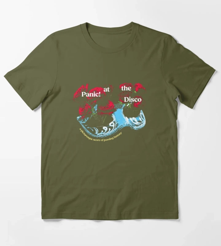Panic At The Disco Rose Mask T-Shirt Olive Green