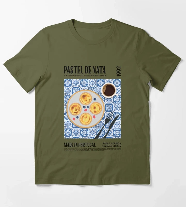 Pastel De Nata Wall Art T-Shirt Olive Green