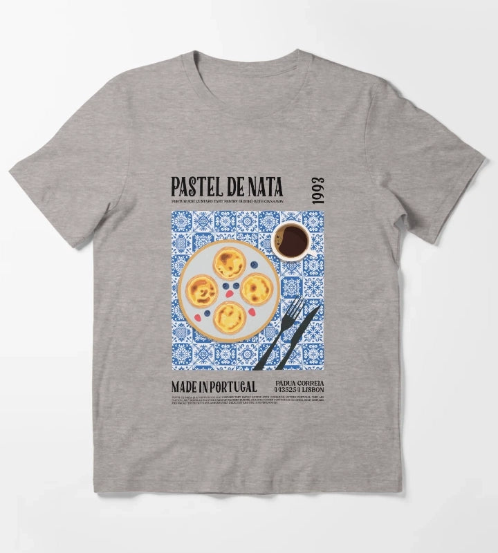 Pastel De Nata Wall Art T-Shirt Heather Grey