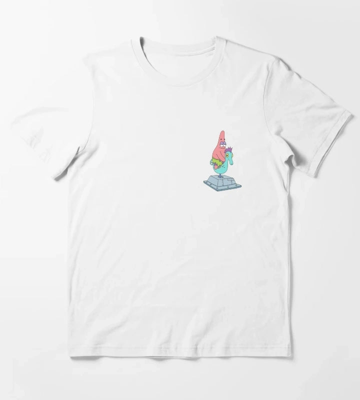 Patrick Star Dream Riding Seahorse Kiddie Ride Meme T-Shirt White
