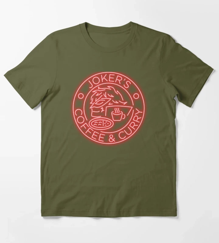 Persona 5 Jokers Coffee Curry Neon Ver T-Shirt Olive Green