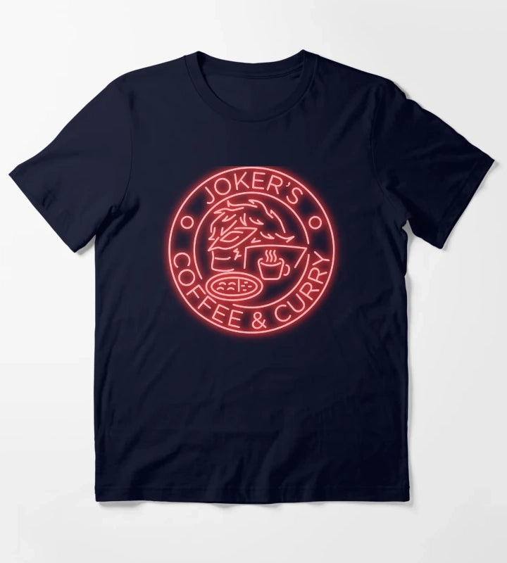 Persona 5 Jokers Coffee Curry Neon Ver T-Shirt Navy