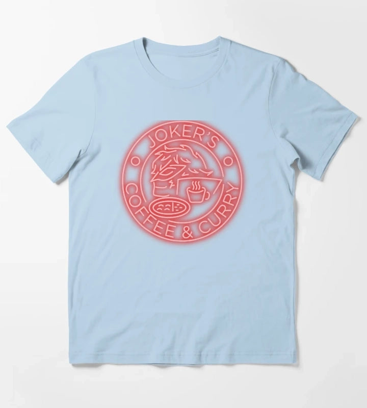 Persona 5 Jokers Coffee Curry Neon Ver T-Shirt Sky Blue