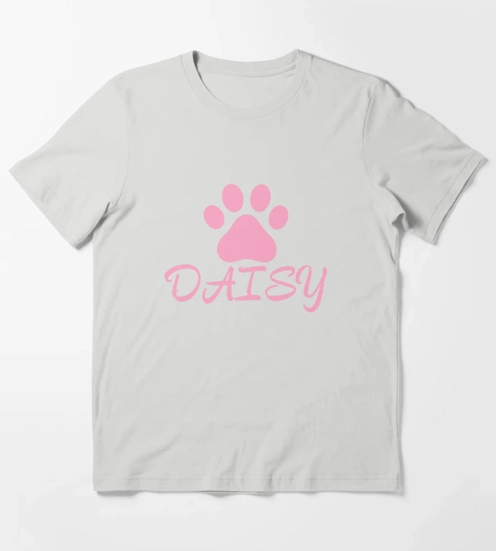 Pink Cat Paw Daisy T-Shirt Light Grey