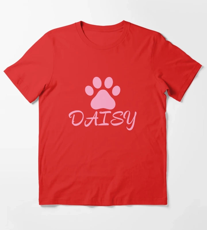 Pink Cat Paw Daisy T-Shirt Red