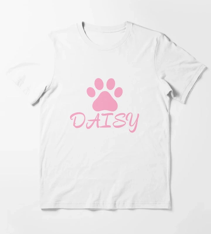 Pink Cat Paw Daisy T-Shirt White