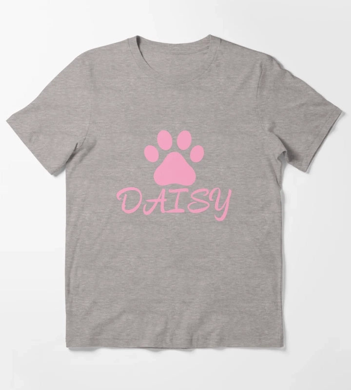 Pink Cat Paw Daisy T-Shirt Heather Grey