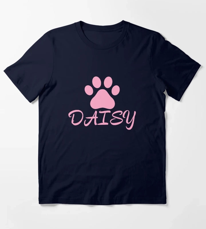 Pink Cat Paw Daisy T-Shirt Navy