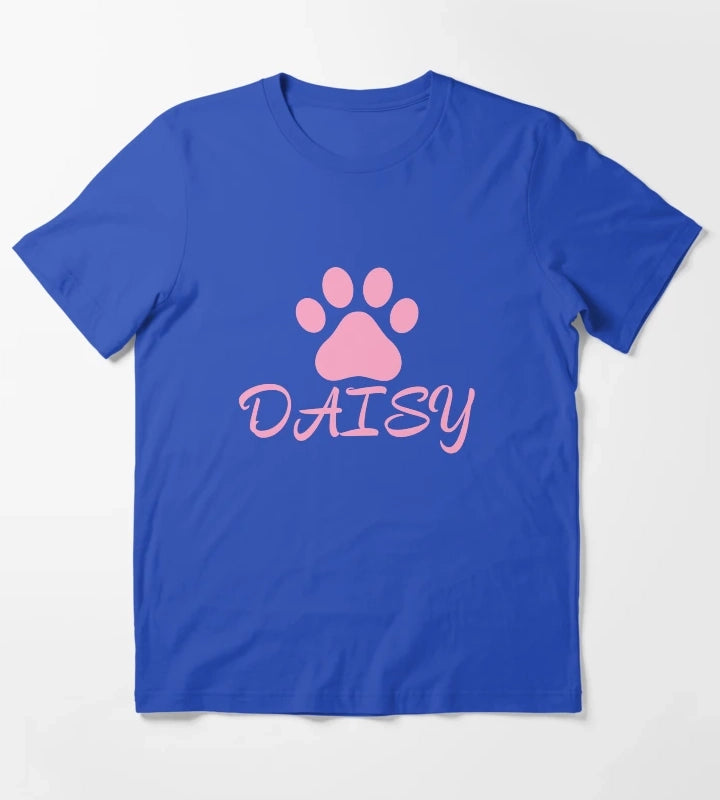 Pink Cat Paw Daisy T-Shirt Blue