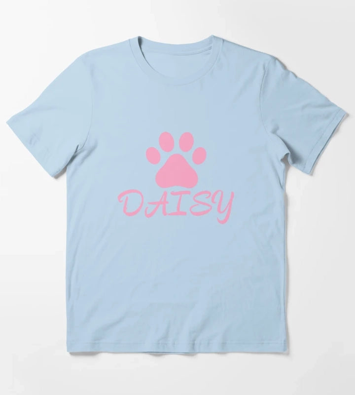Pink Cat Paw Daisy T-Shirt Sky Blue