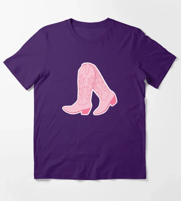 Pink Cowgirl Boots T-Shirt Purple