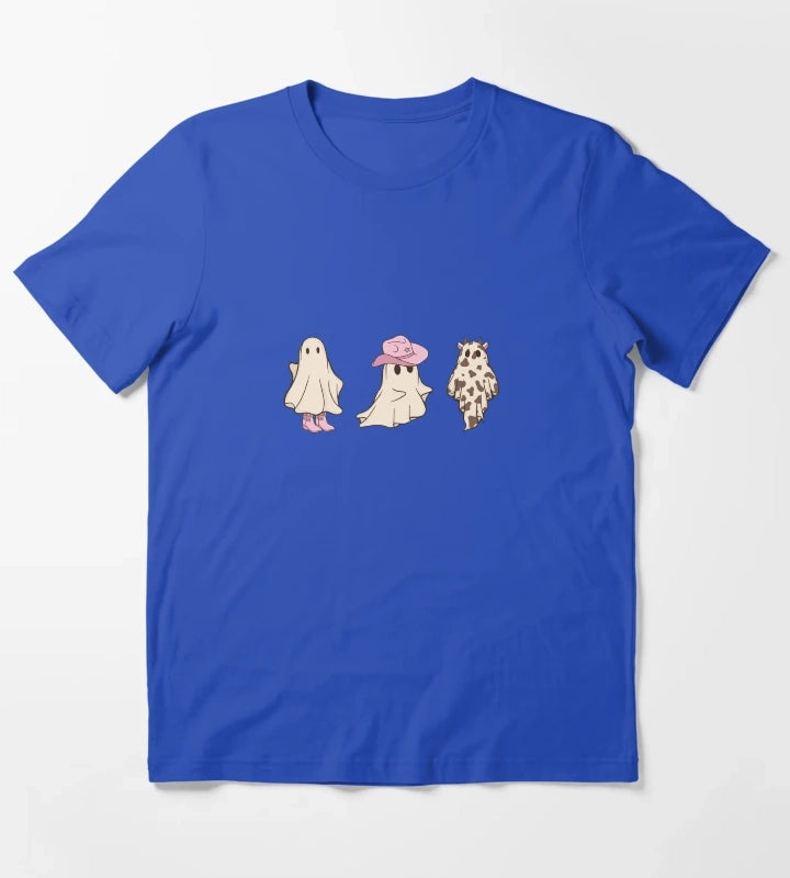 Pink Cowgirl Ghosts Cute Halloween Design T-Shirt Blue