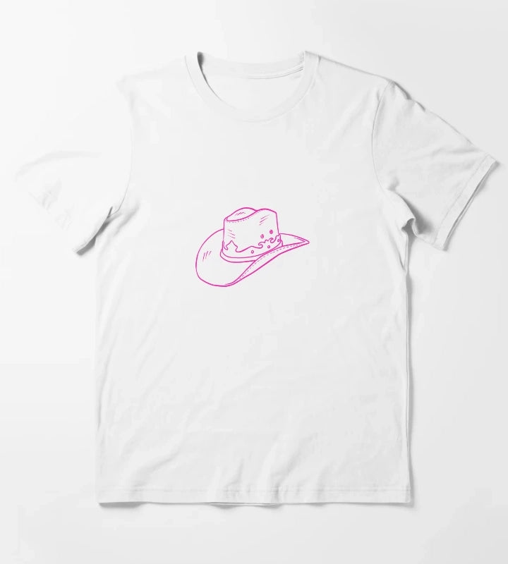 Pink Cowgirl Hat T-Shirt White