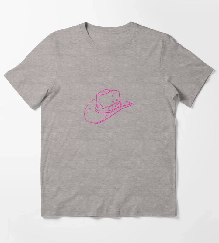 Pink Cowgirl Hat T-Shirt Heather Grey
