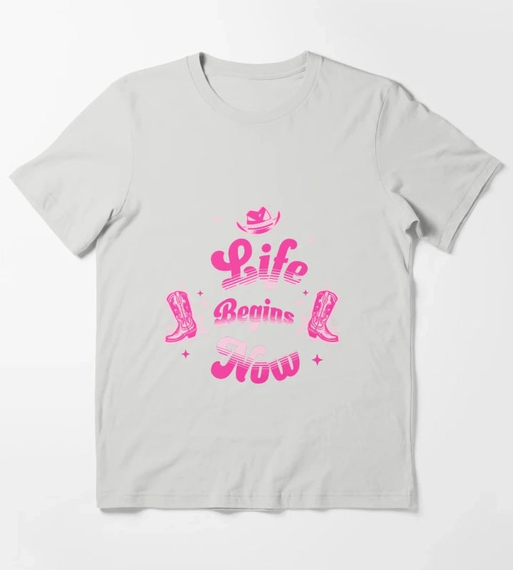 Pink Cowgirl Western Birthday T-Shirt Light Grey