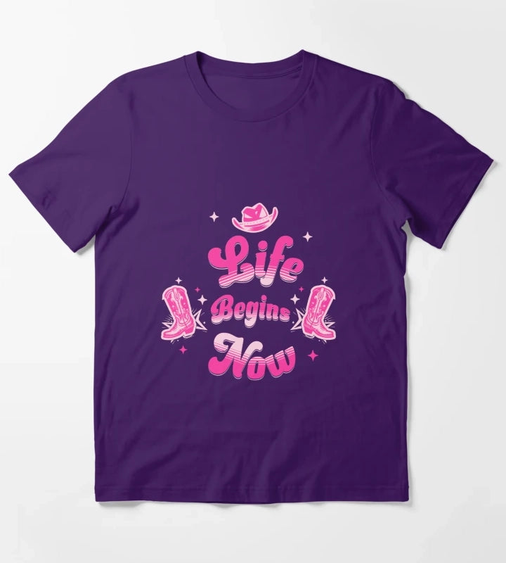 Pink Cowgirl Western Birthday T-Shirt Purple