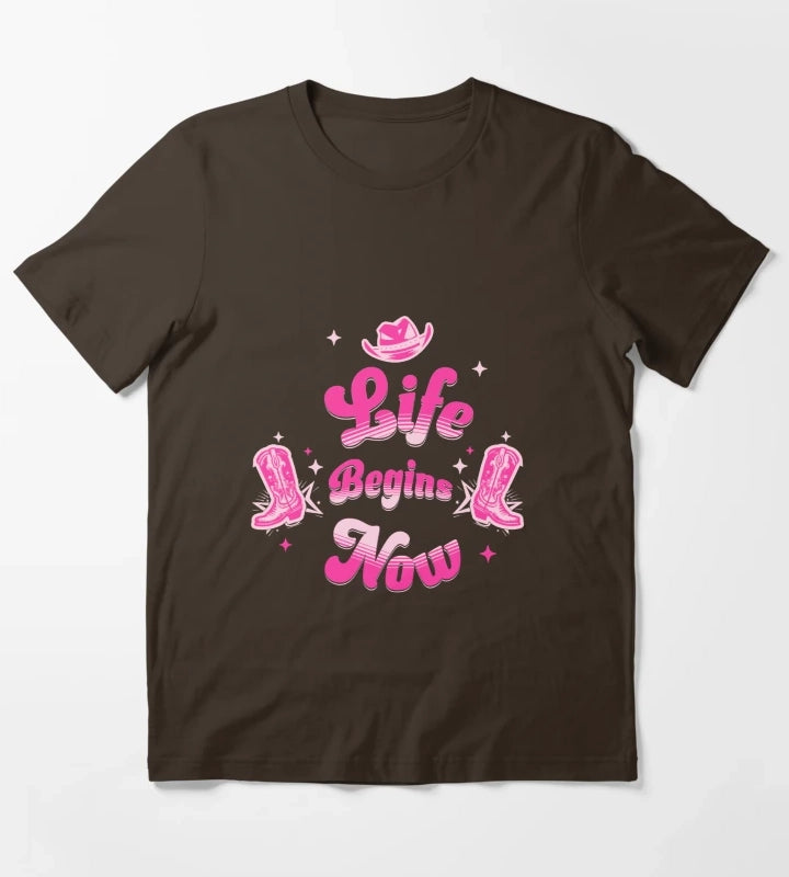 Pink Cowgirl Western Birthday T-Shirt Brown