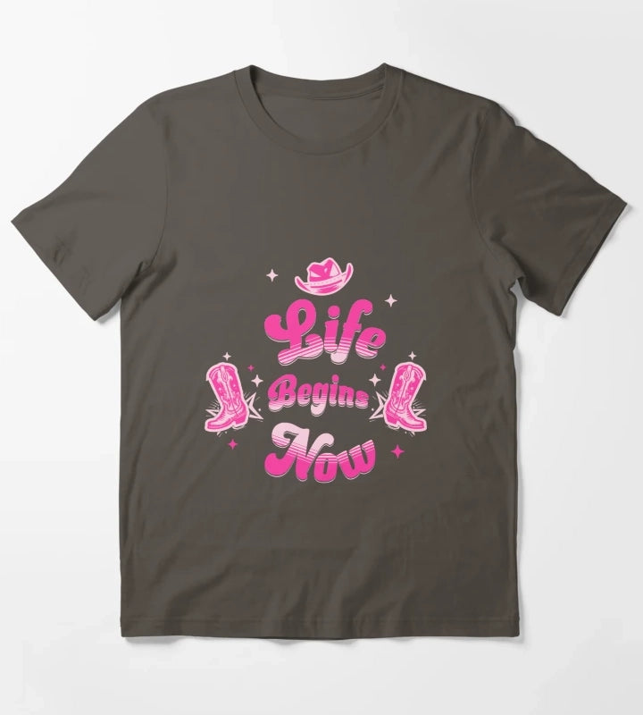 Pink Cowgirl Western Birthday T-Shirt Dark Grey
