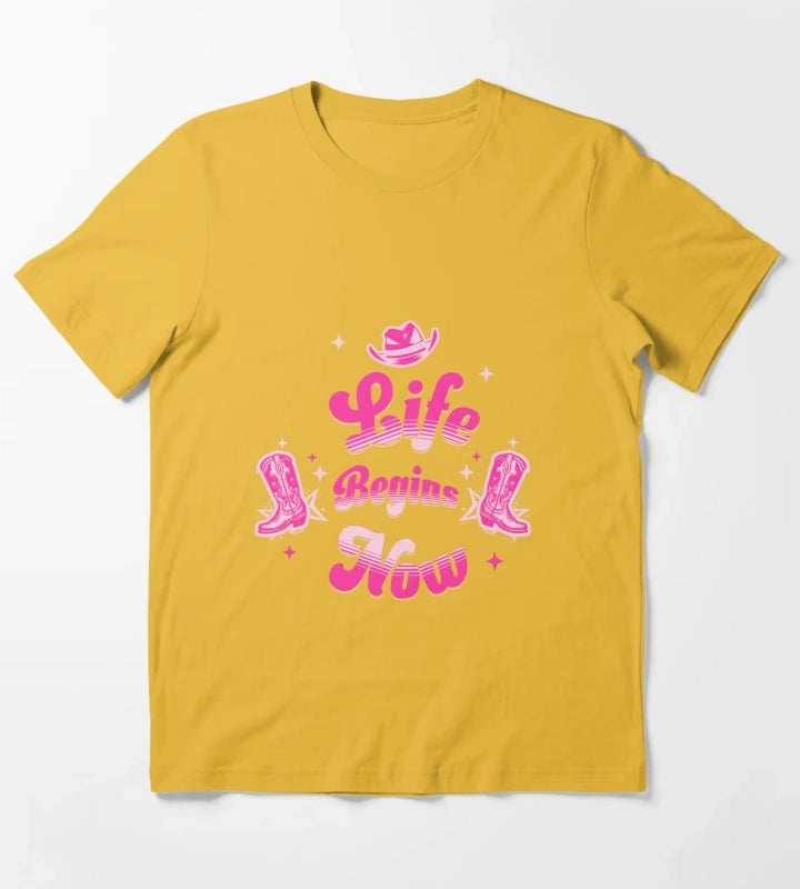 Pink Cowgirl Western Birthday T-Shirt Yellow