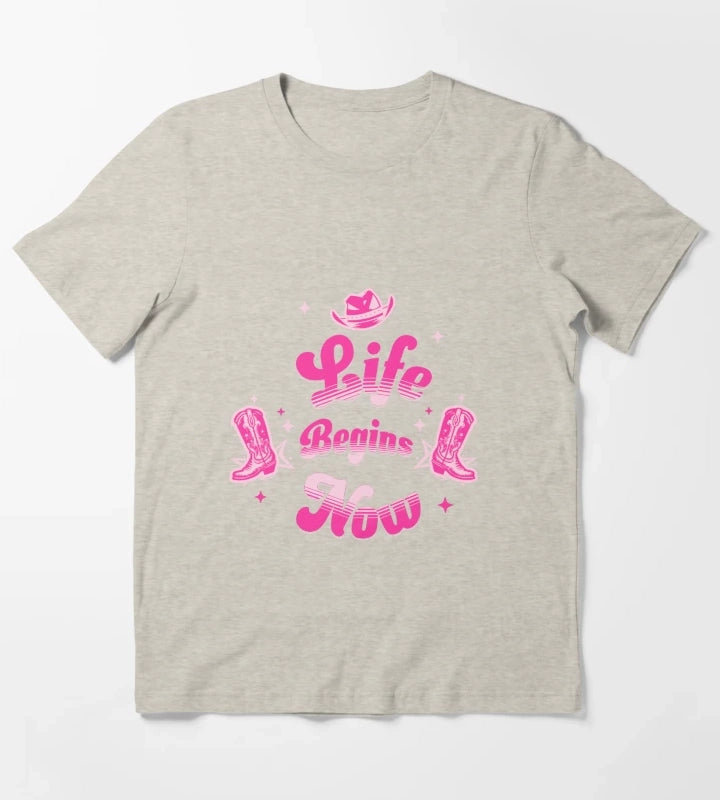 Pink Cowgirl Western Birthday T-Shirt Cream