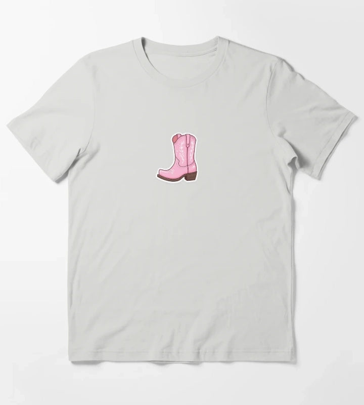 Pink Cowgirl boot T-Shirt Light Grey