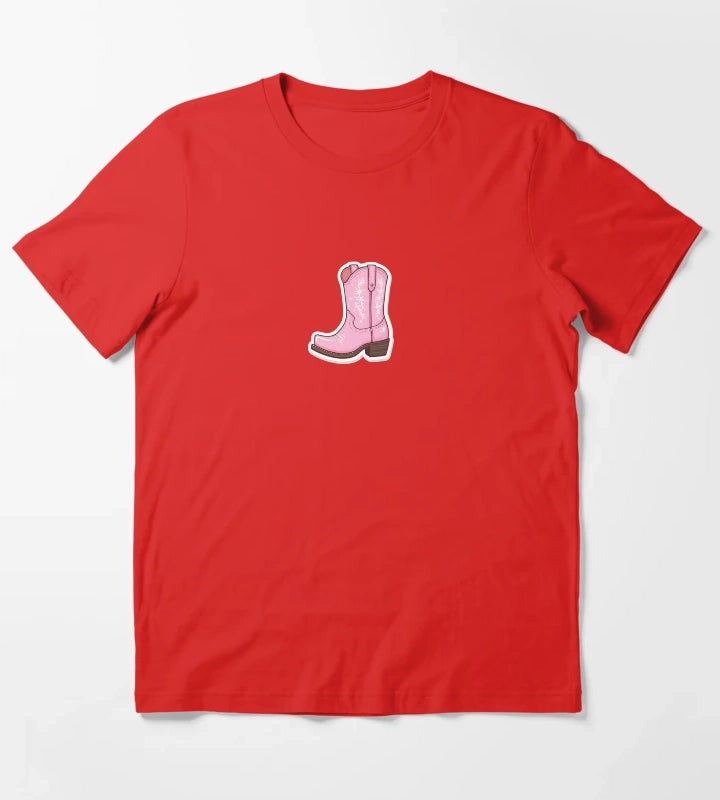 Pink Cowgirl boot T-Shirt Red