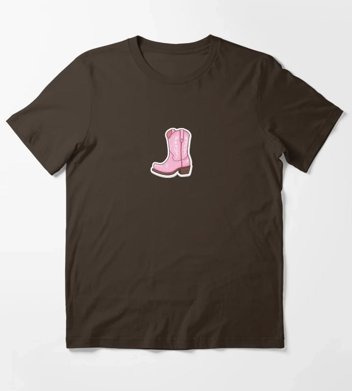 Pink Cowgirl boot T-Shirt Brown