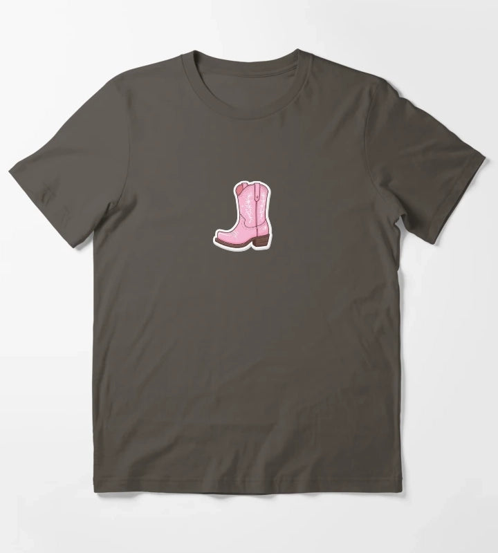 Pink Cowgirl boot T-Shirt Dark Grey