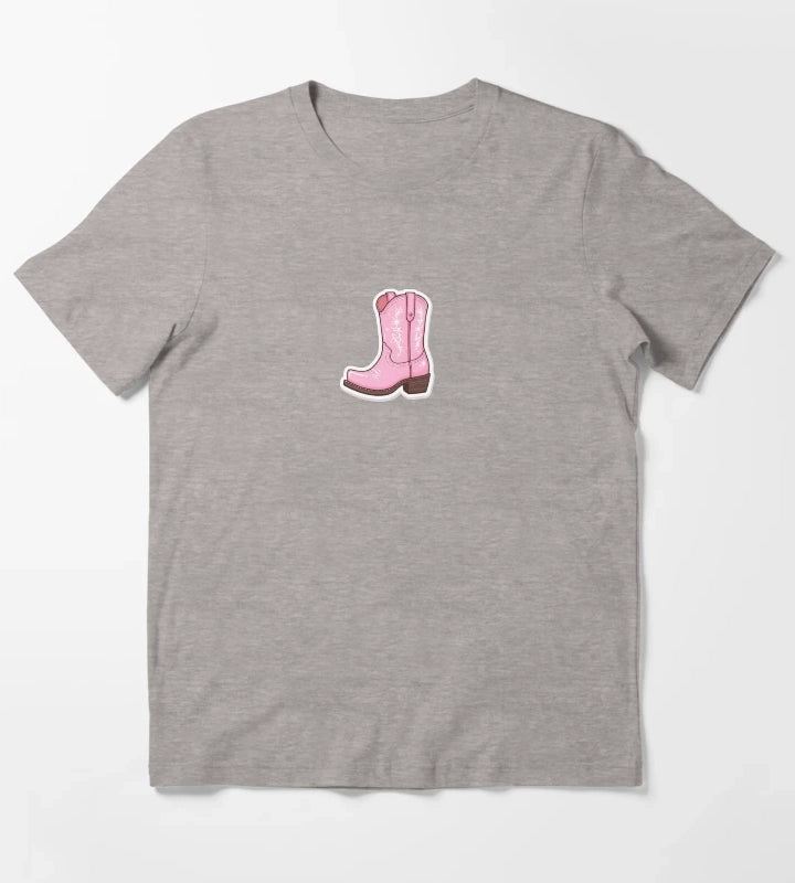 Pink Cowgirl boot T-Shirt Heather Grey