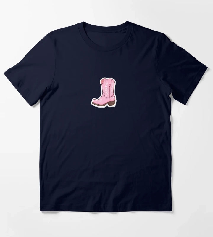 Pink Cowgirl boot T-Shirt Navy