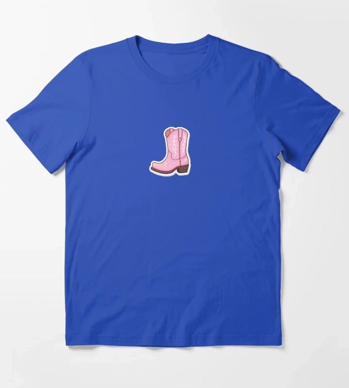 Pink Cowgirl boot T-Shirt Blue