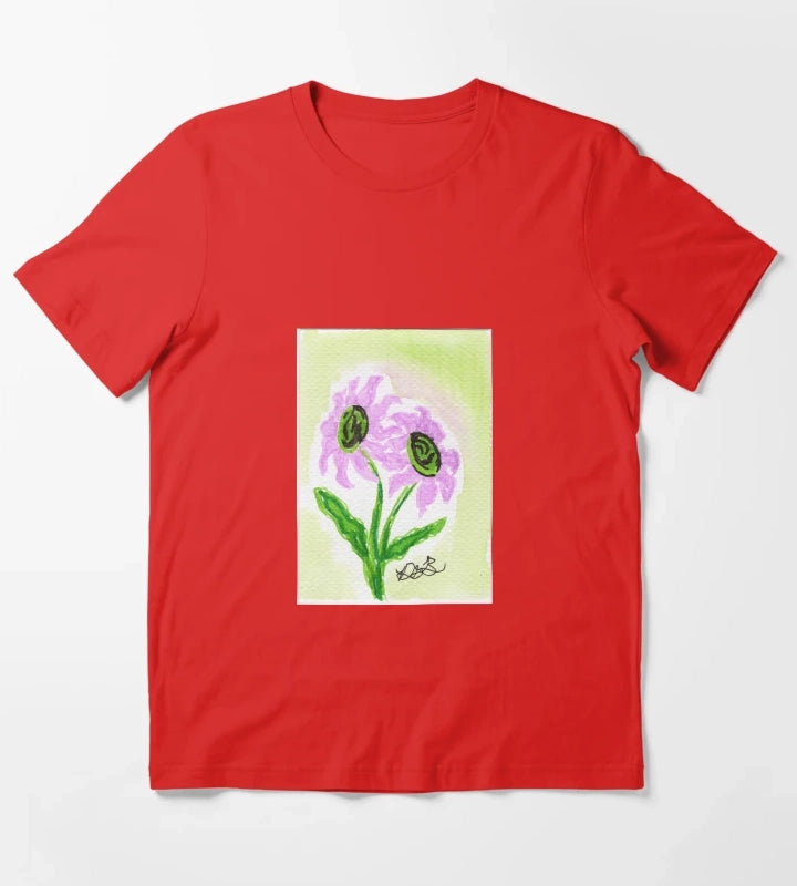 Pink Daisies T-Shirt Red