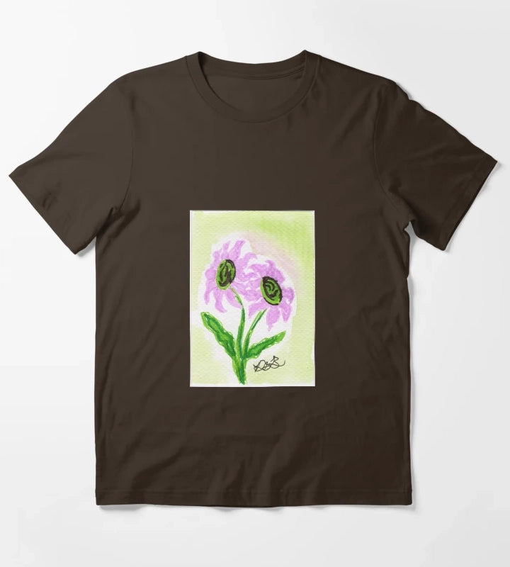 Pink Daisies T-Shirt Brown