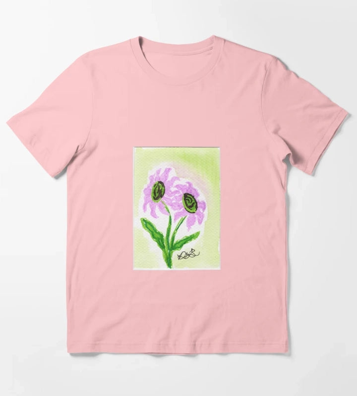Pink Daisies T-Shirt Dark Grey