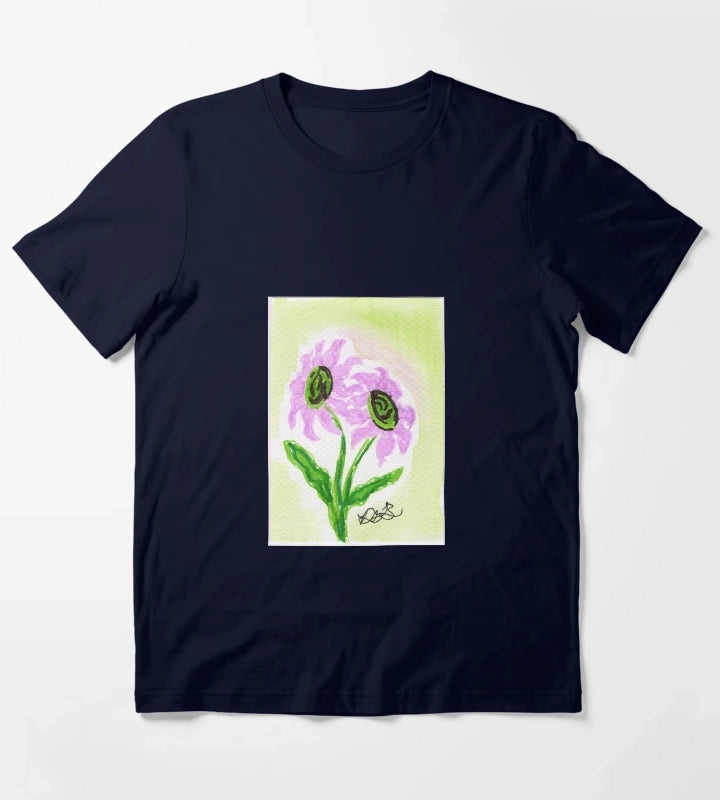 Pink Daisies T-Shirt Navy