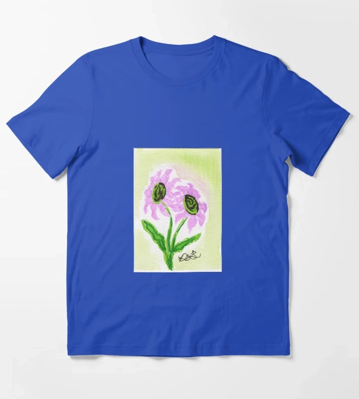 Pink Daisies T-Shirt Blue