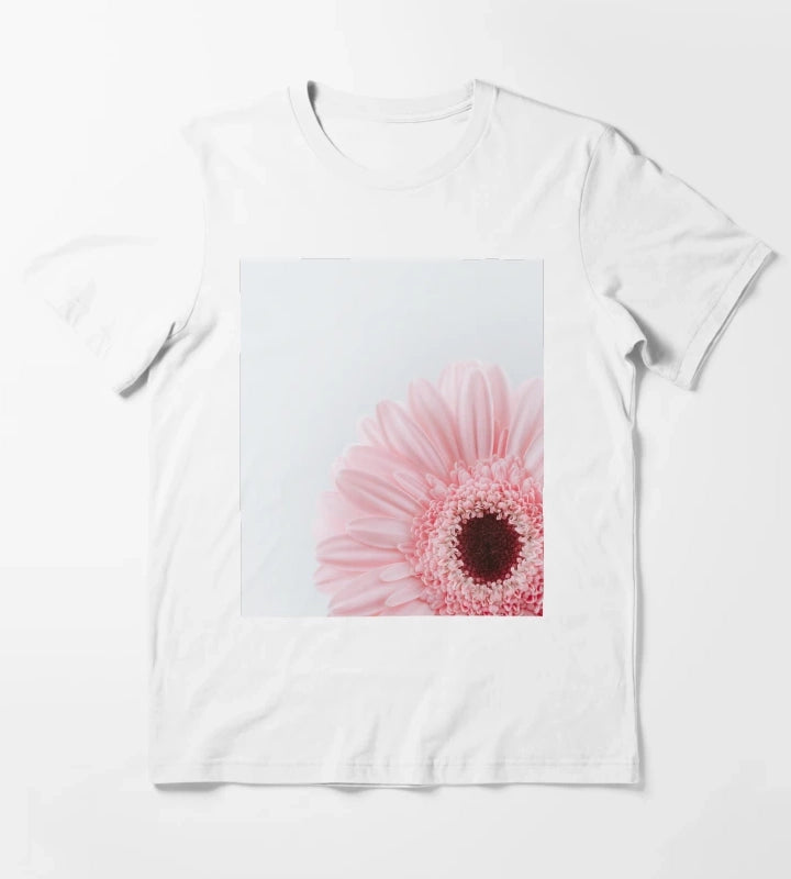 Pink Daisy Flower T-Shirt White
