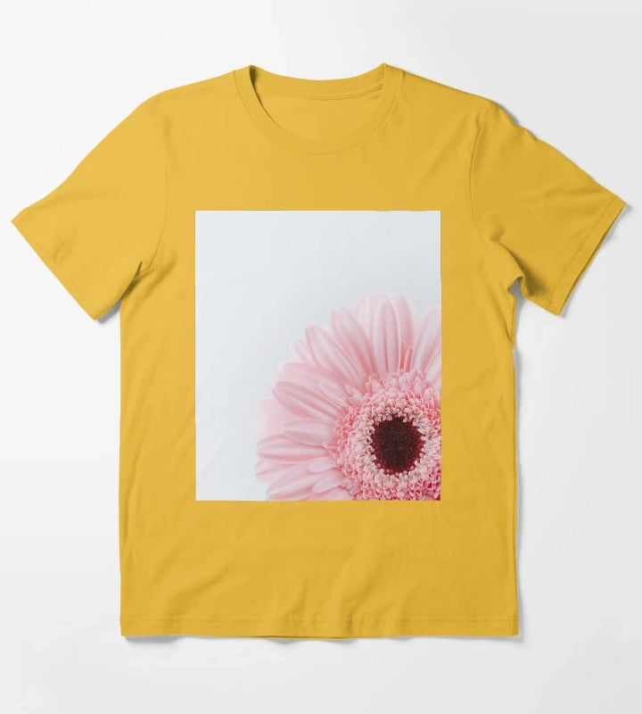 Pink Daisy Flower T-Shirt Yellow