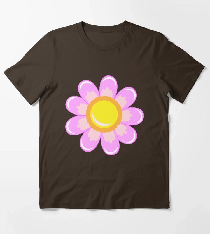 Pink Daisy T-Shirt Brown