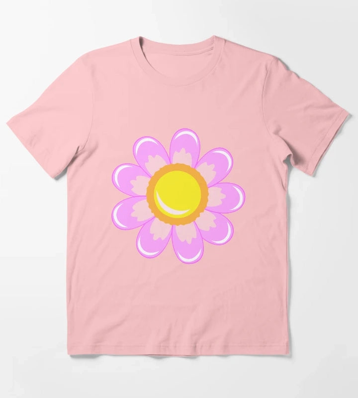 Pink Daisy T-Shirt Dark Grey