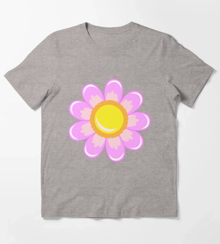 Pink Daisy T-Shirt Heather Grey