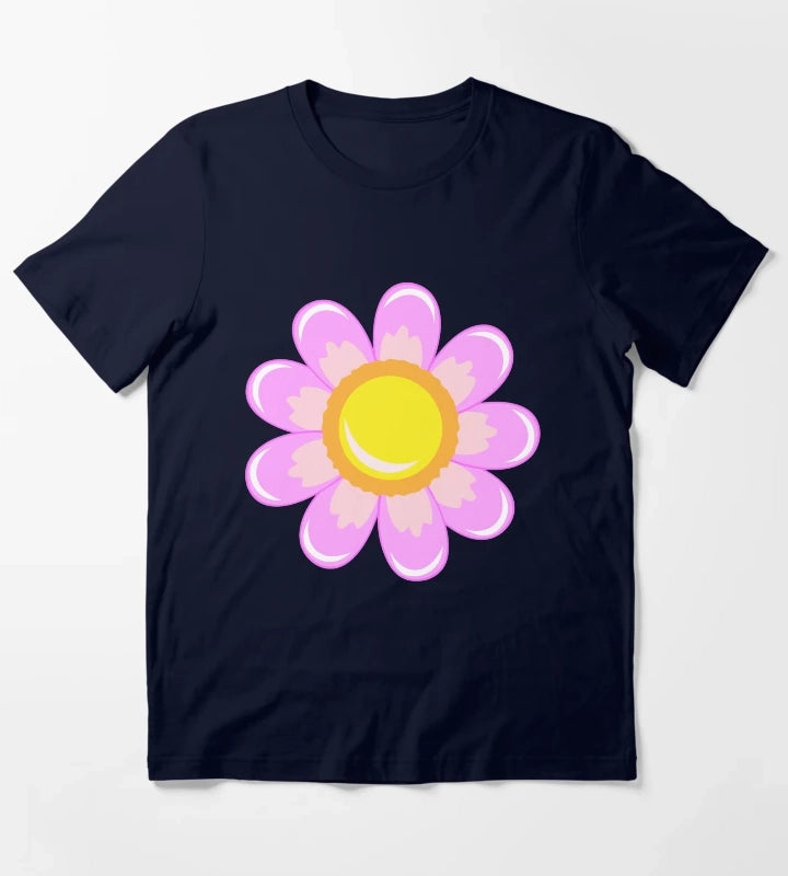 Pink Daisy T-Shirt Navy