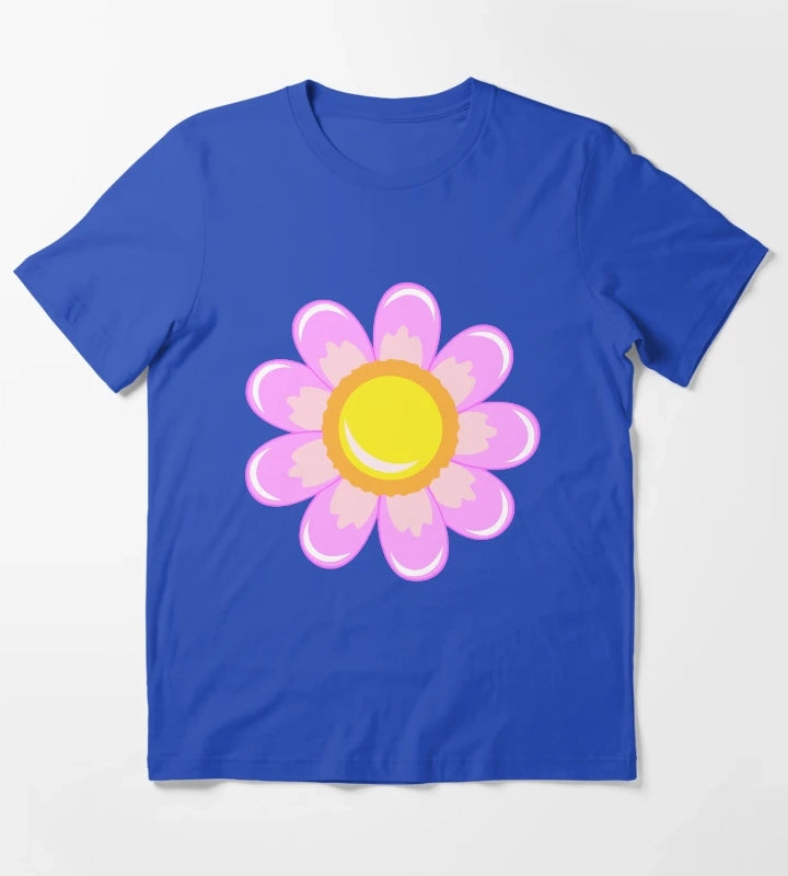 Pink Daisy T-Shirt Blue
