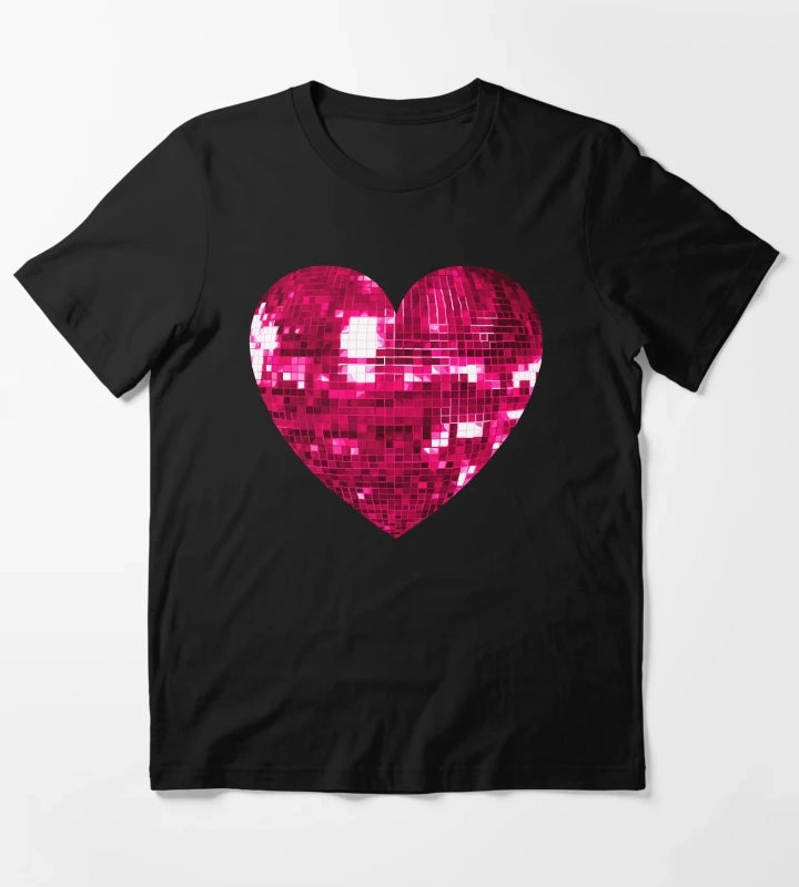 Pink Disco Ball Heart T-Shirt