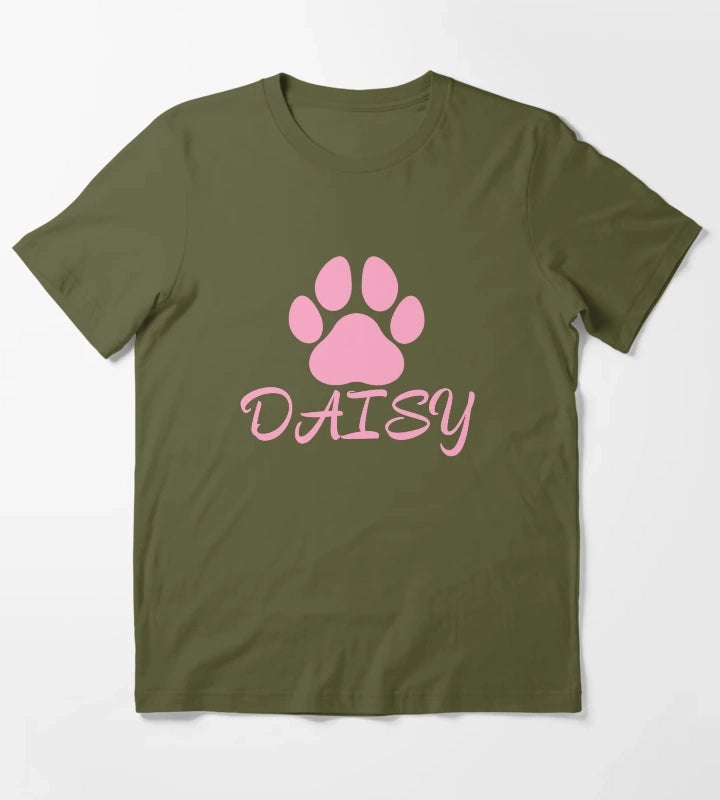 Pink Dog Name Daisy T-Shirt Olive Green