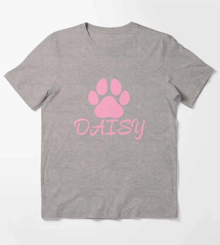 Pink Dog Name Daisy T-Shirt Heather Grey