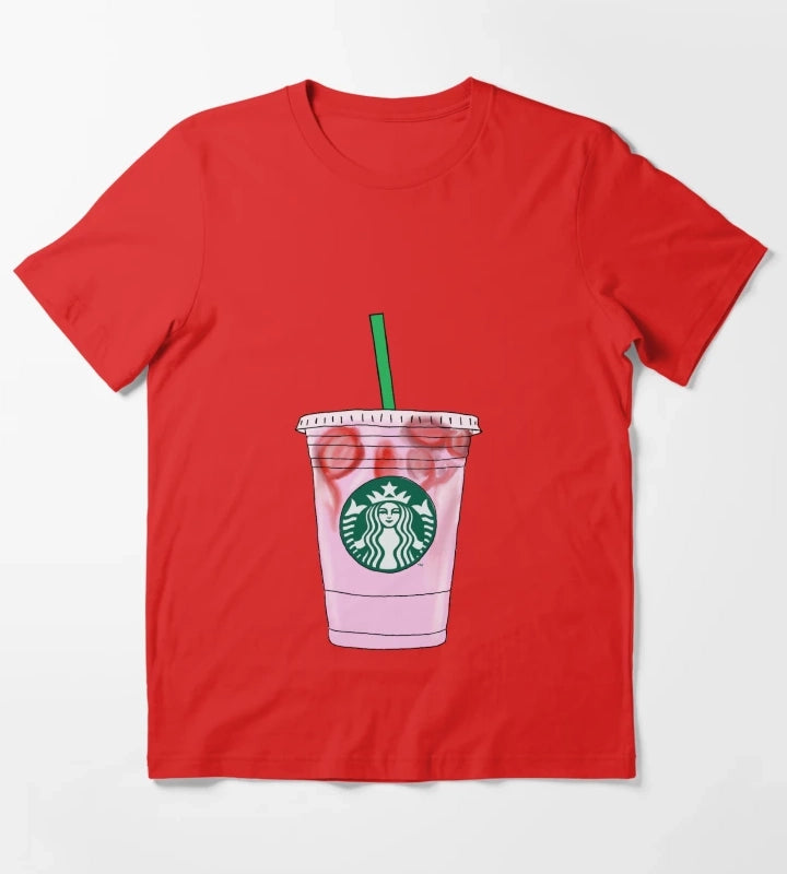 Pink Drink Illustration T-Shirt Red