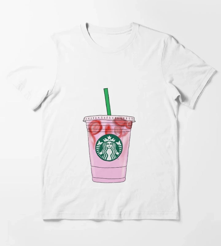 Pink Drink Illustration T-Shirt White