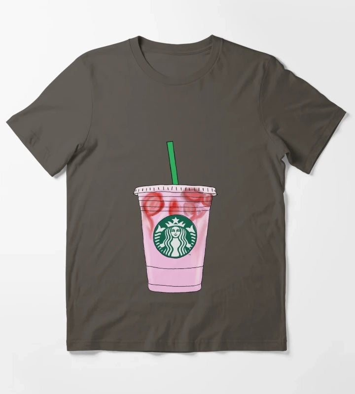 Pink Drink Illustration T-Shirt Dark Grey
