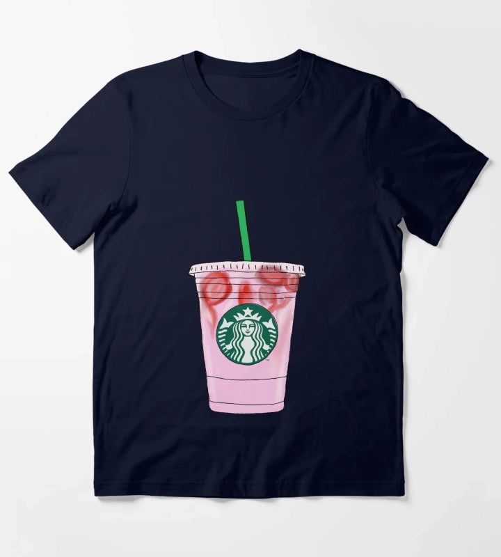 Pink Drink Illustration T-Shirt Navy